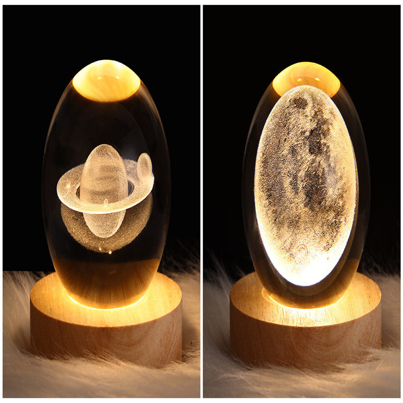 3D Galaxy Crystal Ball LED Night Light – Planet & Moon Lamp for Bedroom Décor