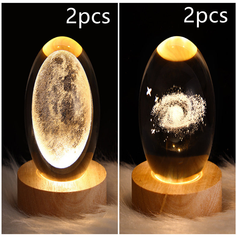 3D Galaxy Crystal Ball LED Night Light – Planet & Moon Lamp for Bedroom Décor
