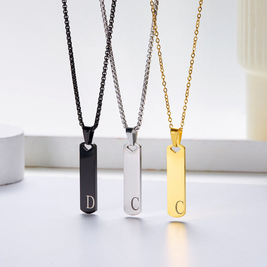 26 Letters Pendant Necklace – Stainless Steel Initial Jewelry for Men & Women