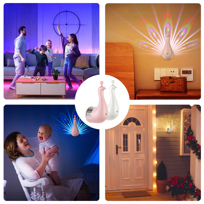 Peacock Wall Light – Creative 3D Animal Lamp with Colorful Atmosphere Glow