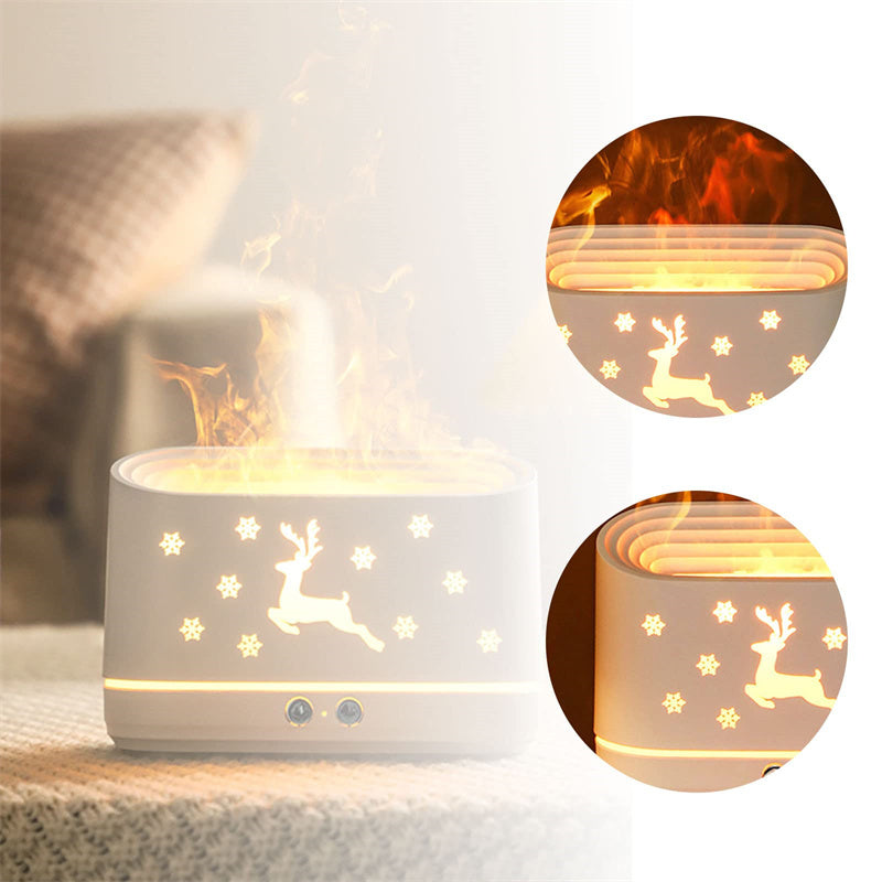 Elk Flame Humidifier & Aroma Diffuser with LED Atmosphere Lamp – Silent Christmas Home Decor