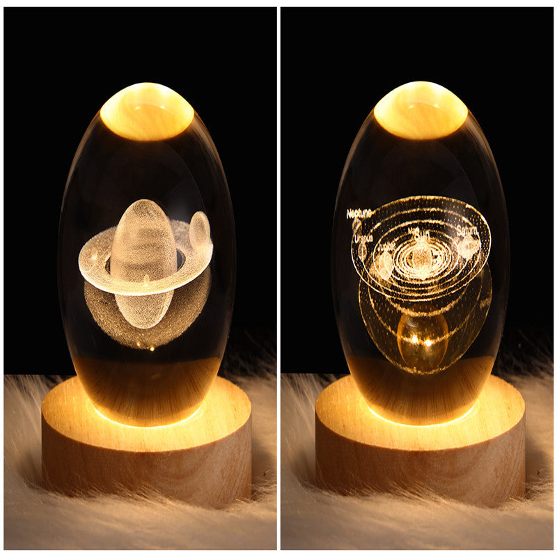 3D Galaxy Crystal Ball LED Night Light – Planet & Moon Lamp for Bedroom Décor