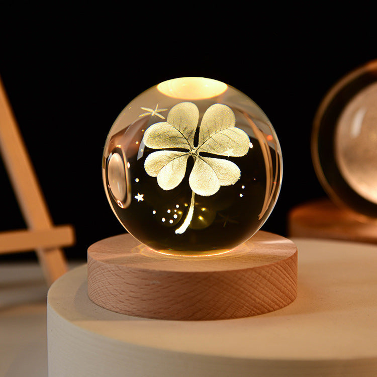 3D Galaxy Crystal Ball LED Night Light – Planet & Moon Lamp for Bedroom Décor