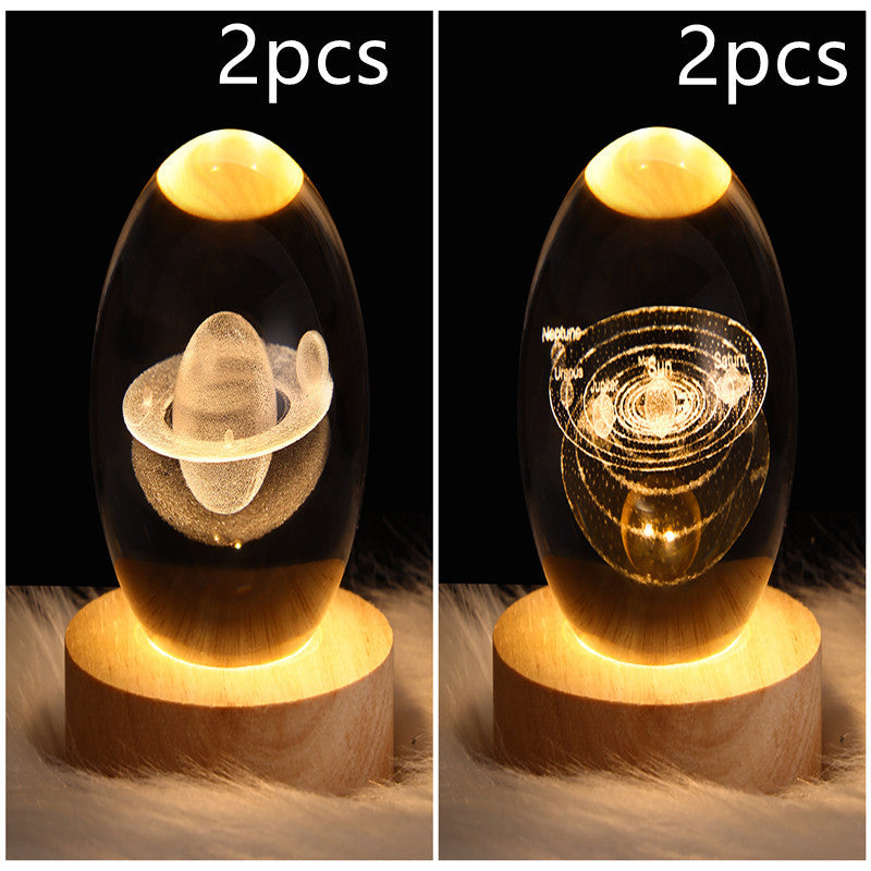 3D Galaxy Crystal Ball LED Night Light – Planet & Moon Lamp for Bedroom Décor