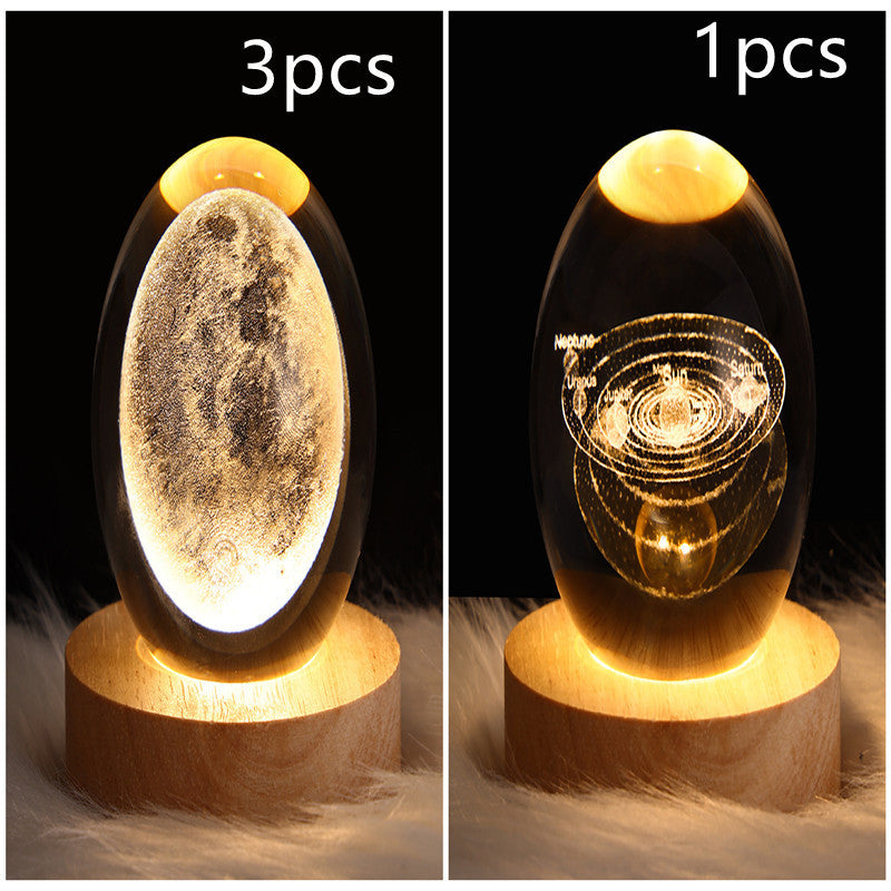 3D Galaxy Crystal Ball LED Night Light – Planet & Moon Lamp for Bedroom Décor